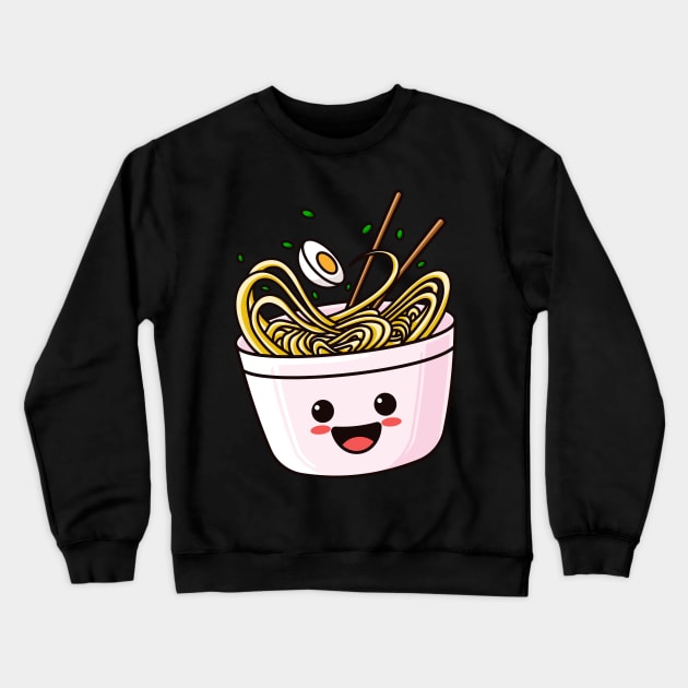 Cute Kawaii Ramen Chibi Japan Anime Noodles Crewneck Sweatshirt by Foxxy Merch